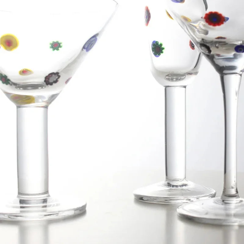 1 Piece Polka Kaleidoscope Handmade Decals Glass Cocktail Glass Goblet Champagne Glass Martini Glass Wine Glass-Letifly Lights and Decor