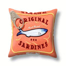 Sardine print pillow cover coastal cotton-linen quirky graphic square