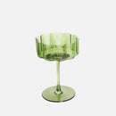 Wave Rim Glass Collection Colorful crystal glasses with wavy petal rim modern cocktail and wine glass 