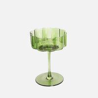 Wave Rim Glass Collection Colorful crystal glasses with wavy petal rim modern cocktail and wine glass 