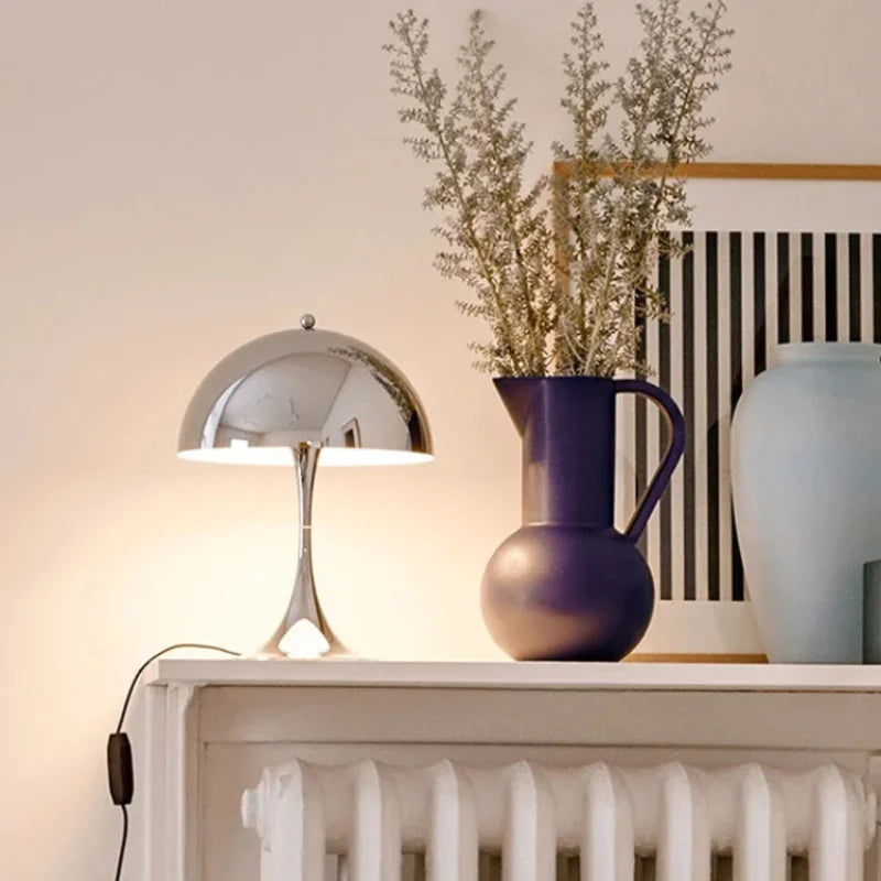 Table lamp dome silhouette glossy finish mid century style mushroom table lamp