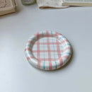 Gridline Ceramic Plates Glossy ceramic plates with thick rim in pink green blue purple modern tableware