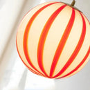 Pendant Light Striped Glass Globe Red Green Whimsical Modern Retro