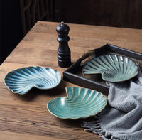 Ceramic shell plate kiln glaze ocean-inspired tableware