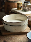 Ceramic salad bowl vintage textured glaze wide shallow durable rustic