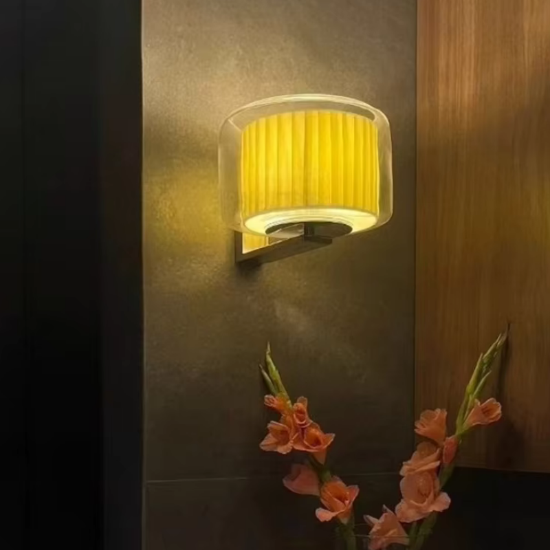Solene Fabric Glass Wall Sconce-Letifly Lights and Decor