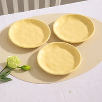 Luna Creme Pastel ceramic snack plates wavy edge hand-glazed modern dish set