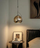 amber globe glass pendant light with iron frame modern ceiling lamp for dining room kitchen office