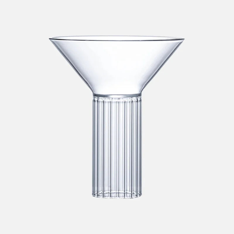 Martini cocktail glass with ribbed stem clear barware