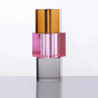 Glass block vase modern crystal geometric flower holder home décor