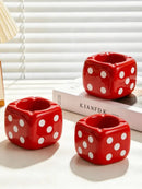 Glossy Red Square Dice Resin Ashtray Creative Cigarette Ash Container for Living Room Desk Bar Office Table Decor Accent-Letifly Lights and Decor