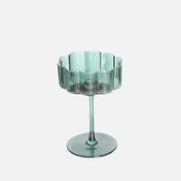 Wave Rim Glass Collection Colorful crystal glasses with wavy petal rim modern cocktail and wine glass 
