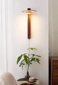 Japanese Retro Bedside Led Wall Lamp for Bedroom Living Room Stone Walnut Wood Wall Light with Switch Indoor Lighting Decoration-Letifly Lights and Decor