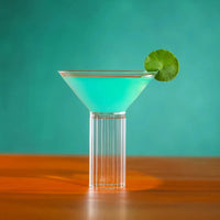 Martini cocktail glass with ribbed stem clear barware