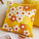 Floral embroidered cotton throw pillow cover daisy design cozy decorative cushion