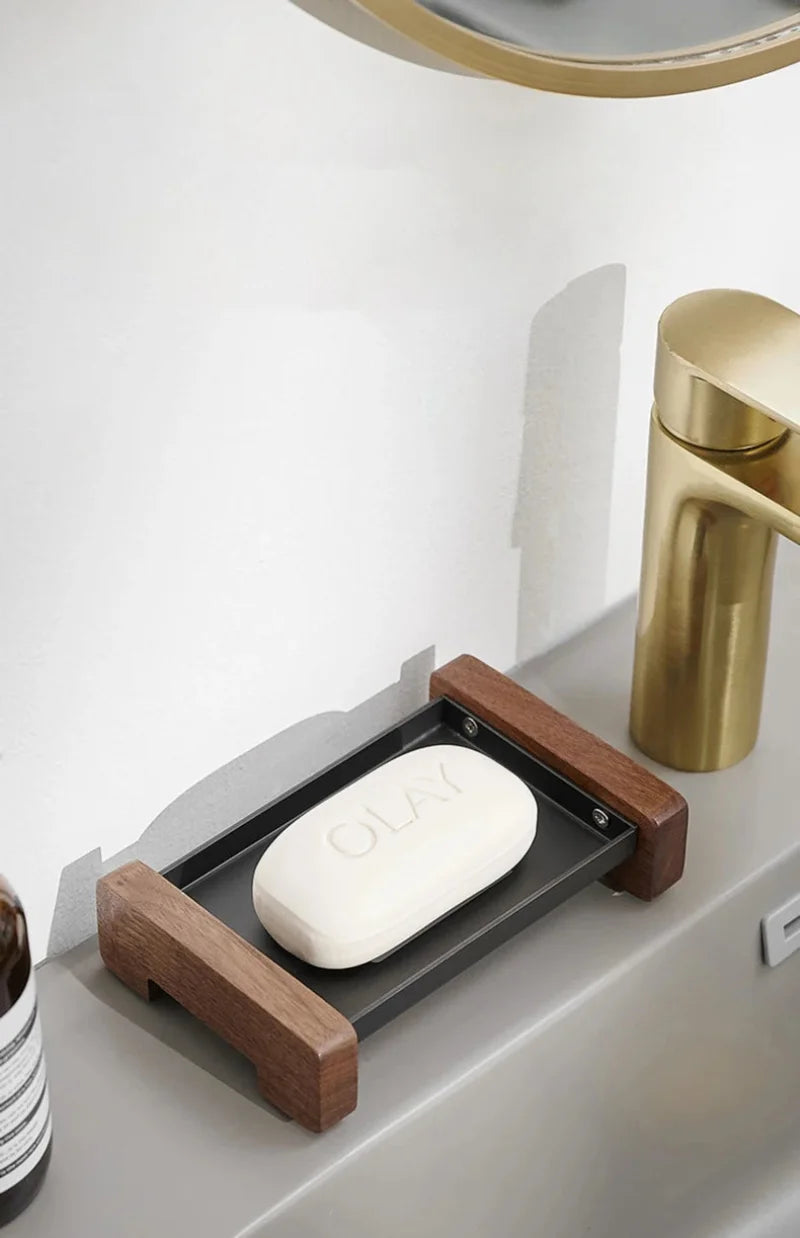 Foundry Soap Dock Modern wooden and metal soap dish black minimalist bathroom soap holder