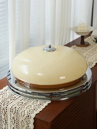 Ceiling light cream glass chrome Bauhaus French style retro flush mount ceiling lamp