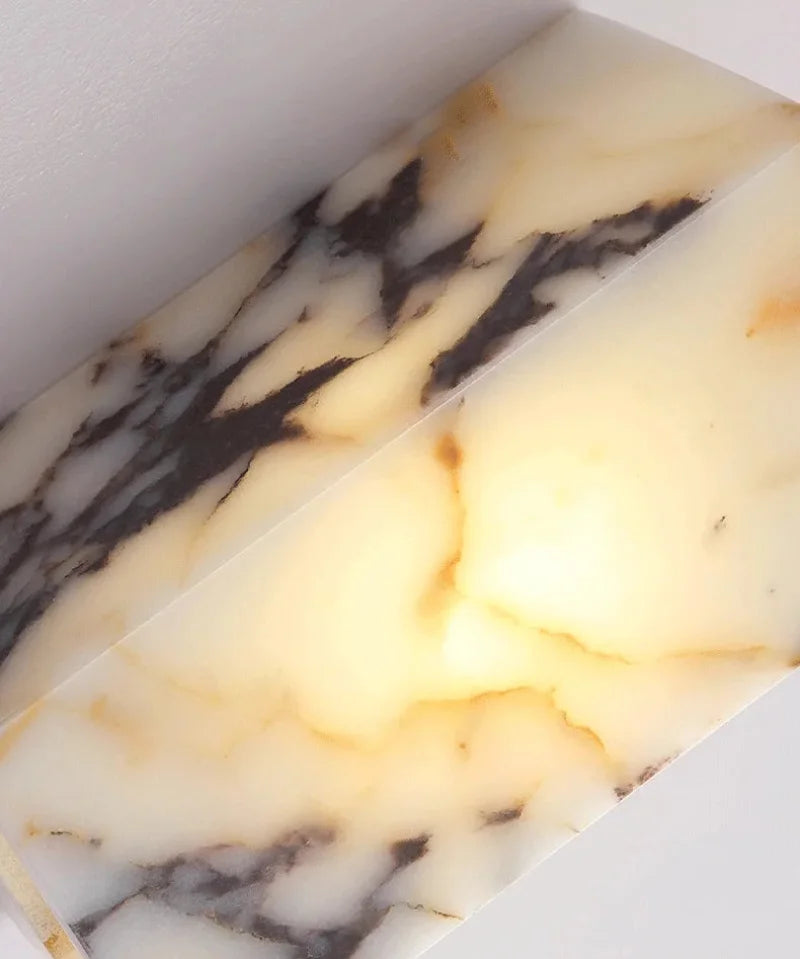 Onyx Glow Wall Sconce luxury cuboid LED natural marble bedside hallway accent lighting