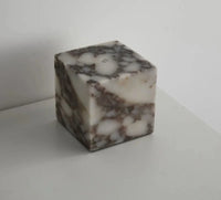 Stone cube lamp natural marble warm glow bedside modern decor light