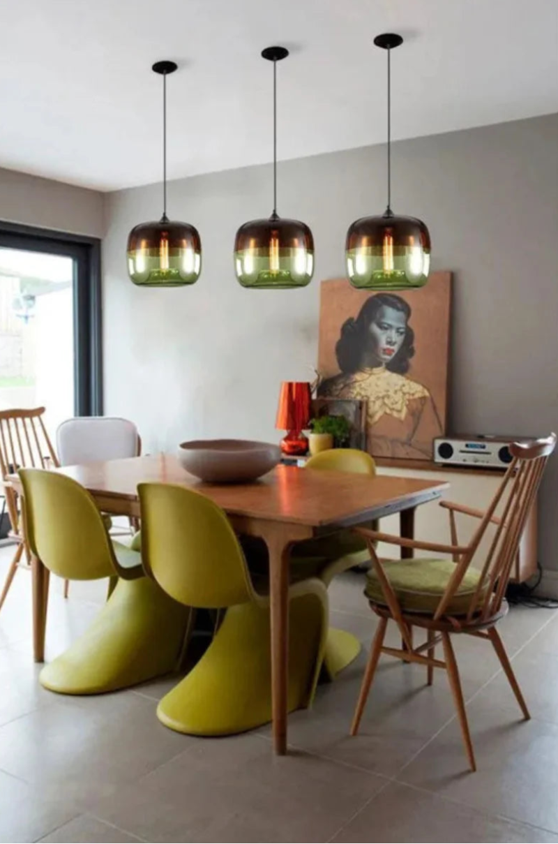 gradient glass pendant lamp ombré hand-blown LED hanging light