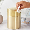 304 Mini Countertop Brushed Stainless Steel Swing Lid Trash Can Set, 1.5 L / 0.40 Gal,Desktop gold trash can-Letifly Lights and Decor