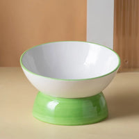 Elevated Ceramic Cat Bowl, Raised Slow Feeder for Cats & Small Dogs, Anti-Choking Neck Guard, Multiple Colors, Non-Slip Bowl-Letifly Lights and Decor