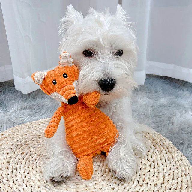 Plush Squeaky Fox Dog Toy – Soft Interactive Chew Toy for Small & Medium Dogs