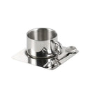 Stainless steel espresso cup and square saucer modern coffee tea set 3pc set with teaspoon