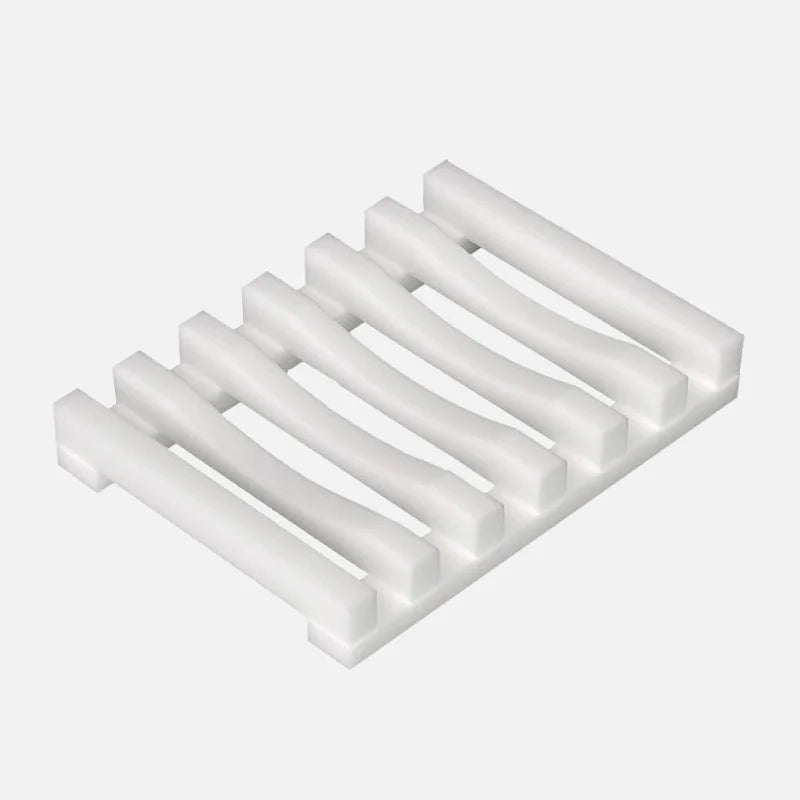 Flexible silicone soap holder with wave drainage design for kitchen or bathroom soap saver storage