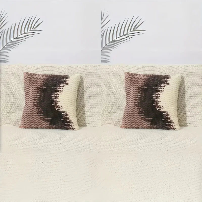 Plush pillow covers ink-wash ombré velour ultra-soft set of 2 pillowcases