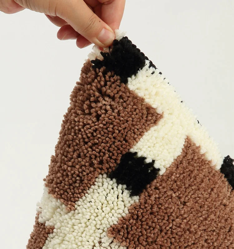 Vintage Tufting Geometric Bathroom Mat Soft Tufted Maillard Bedroom Carpet Bedside Rug Floor Non Slip Pad Aesthetic Home Decor-Letifly Lights and Decor