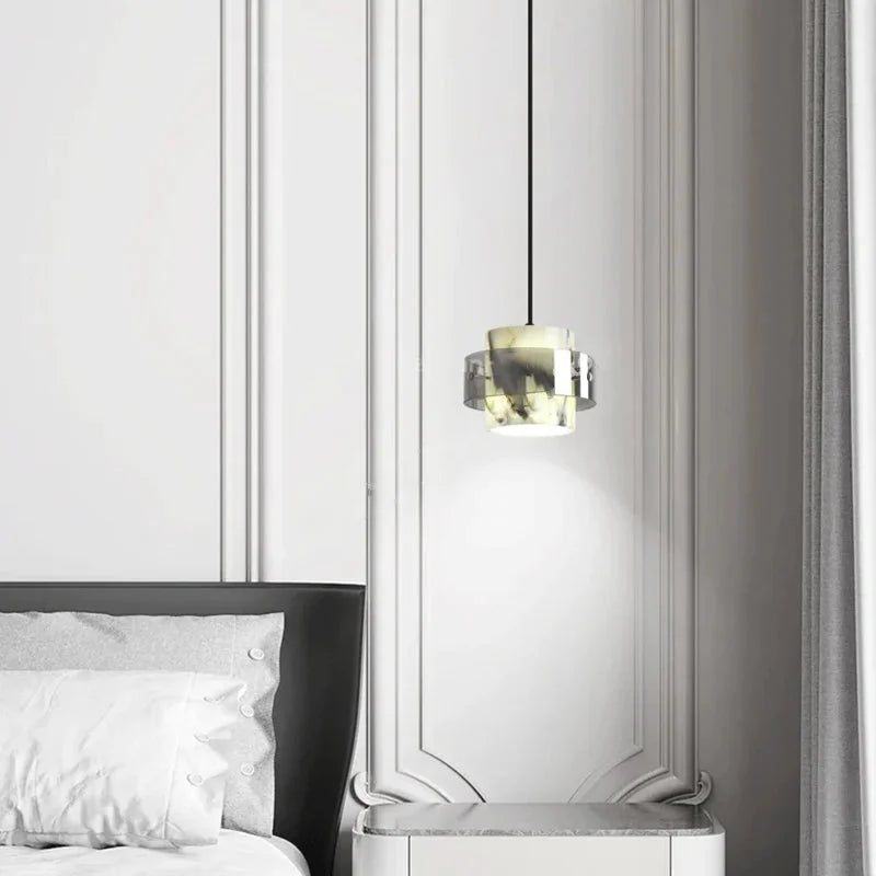 High-end Marble Pendant Lamp Natural Stone Bedroom Bedside Modern LED Luxury Chandelier Living Room Home Decor Hanging Lights-Letifly Lights and Decor