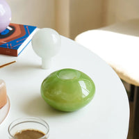 Pastel colored glass bud vase sealed lid sculptural aromatherapy flower diffuser container