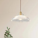 Linden Glow Ribbed Pendant Light Ribbed glass pendant light with brass hardware Nordic hanging lamp