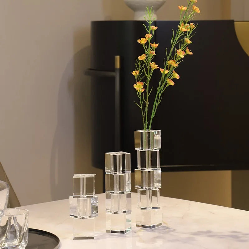 Pixel Block Crystal Glass Vase