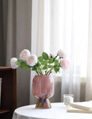 Sculpted Bloom Vase Colorful Glass Vase Hydroponics Plant Pots Table Decoration Flowers Arrangement Painted Artwork Floral Vase Room Aesthetic Decor