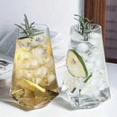 Highball drinking glass clear geometric modern faceted borosilicate vertical ripple texture