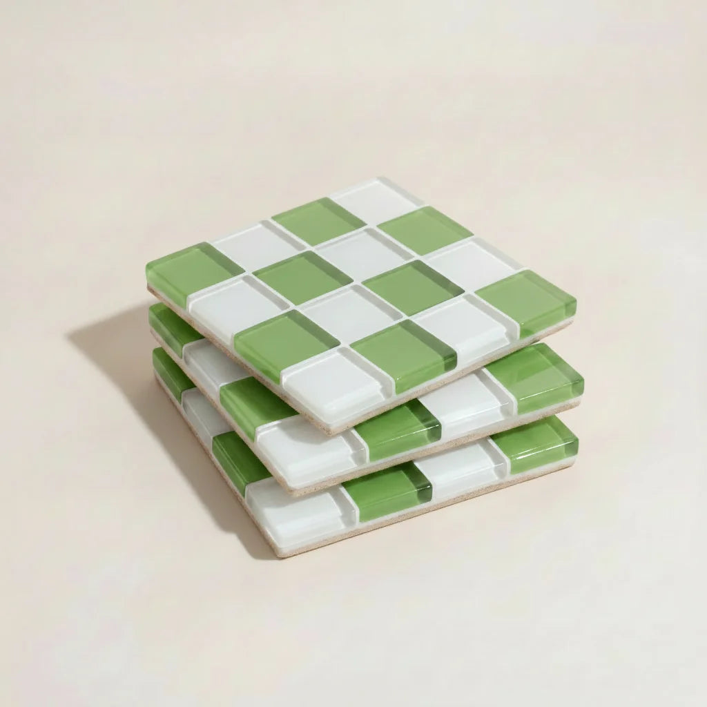 Pixel Checkered Tile Coasters