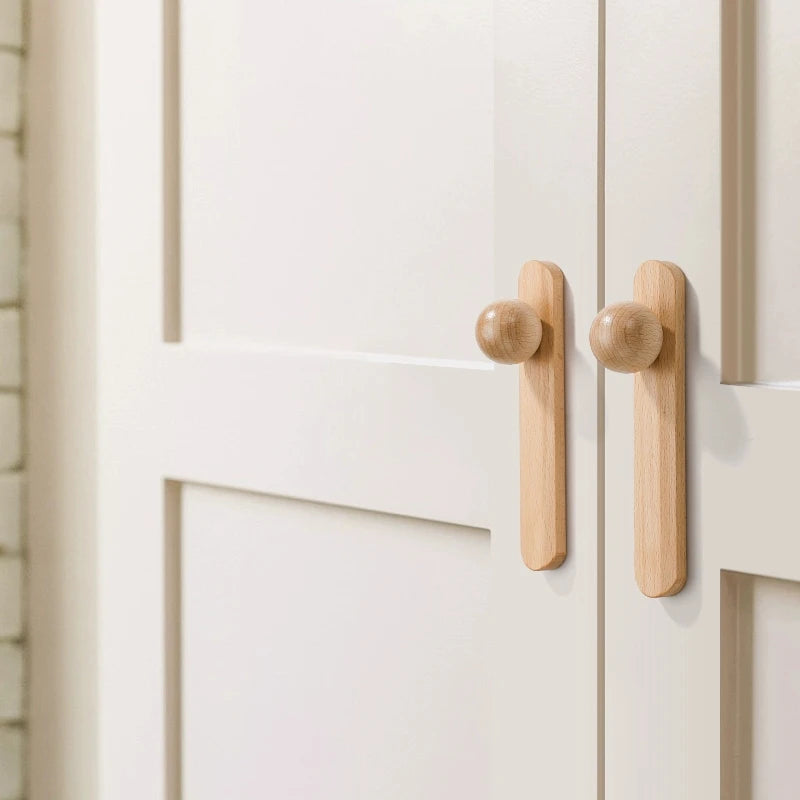 solid wood hemisphere cabinet pulls minimalist round drawer handles natural wood furniture hardware