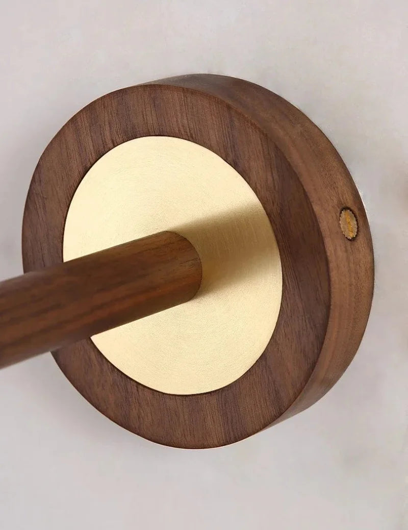 The Aurelia Sconce Walnut wood wall sconce with ribbed glass shade modern retro bedside light