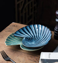 Ceramic shell plate kiln glaze ocean-inspired tableware