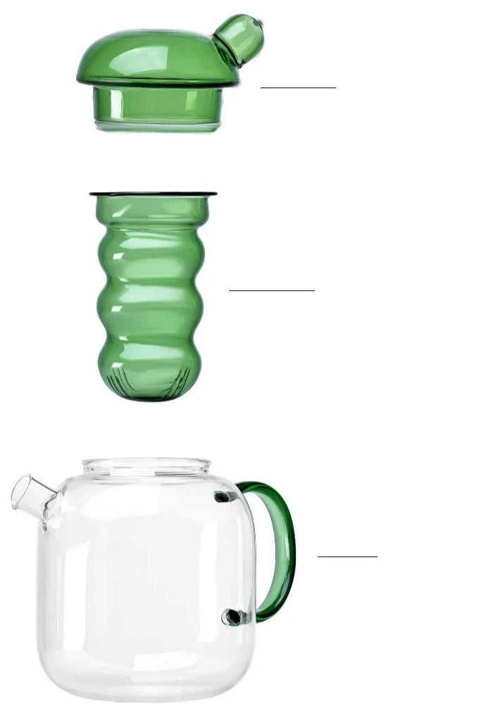 Bulbo Colored Glass Tea Pot & Cup