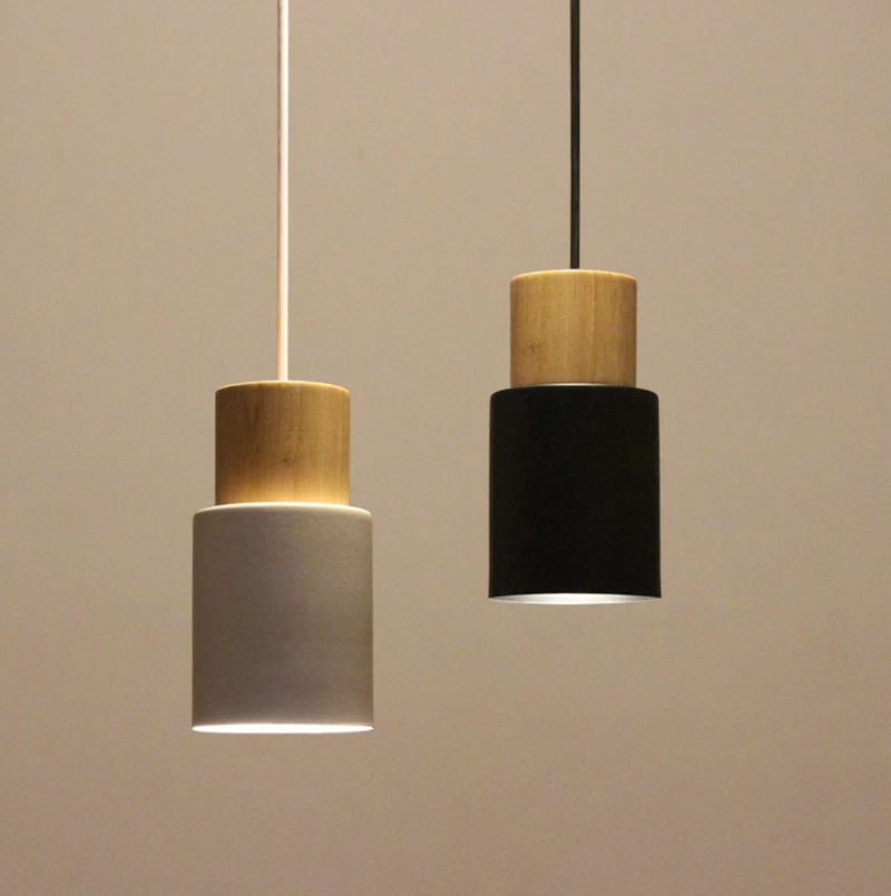 cylinder pendant lights Metal and Wood with LED light