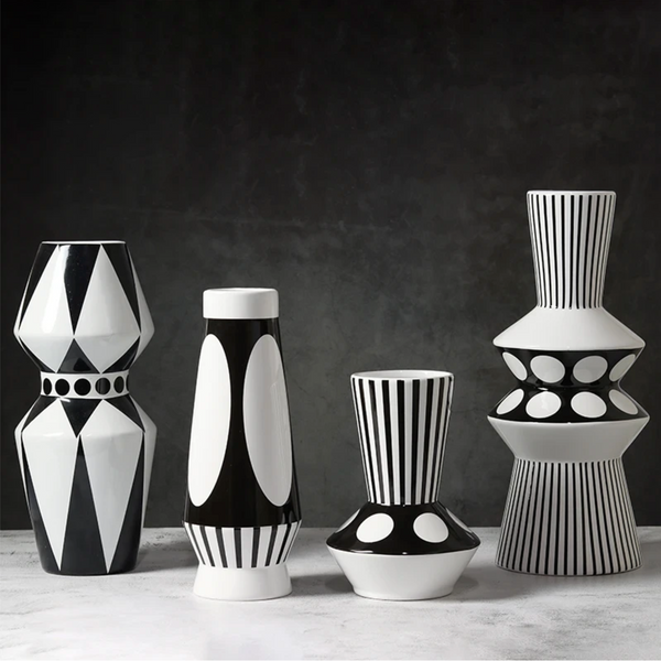 Vases en porcelaine en céramique à décor optique