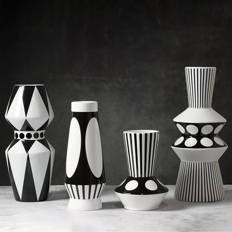 Porcelain Black & White Bauhaus Vases