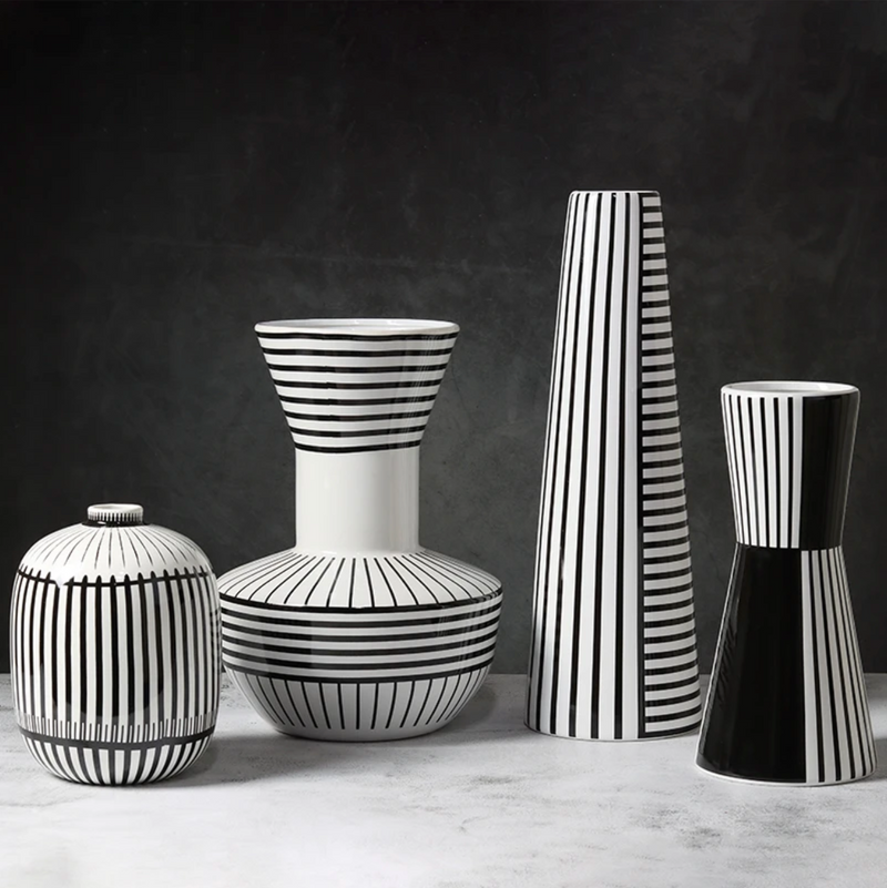 Porcelain Black & White Bauhaus Vases
