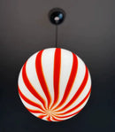 Pendant Light Striped Glass Globe Red Green Whimsical Modern Retro
