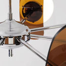 Retro glass globe chandelier with amber panels mid-century modern dining room light