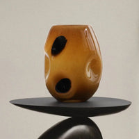 Amberfield Polka Vase Amber glass vase with black polka dots modern decorative elliptical vase