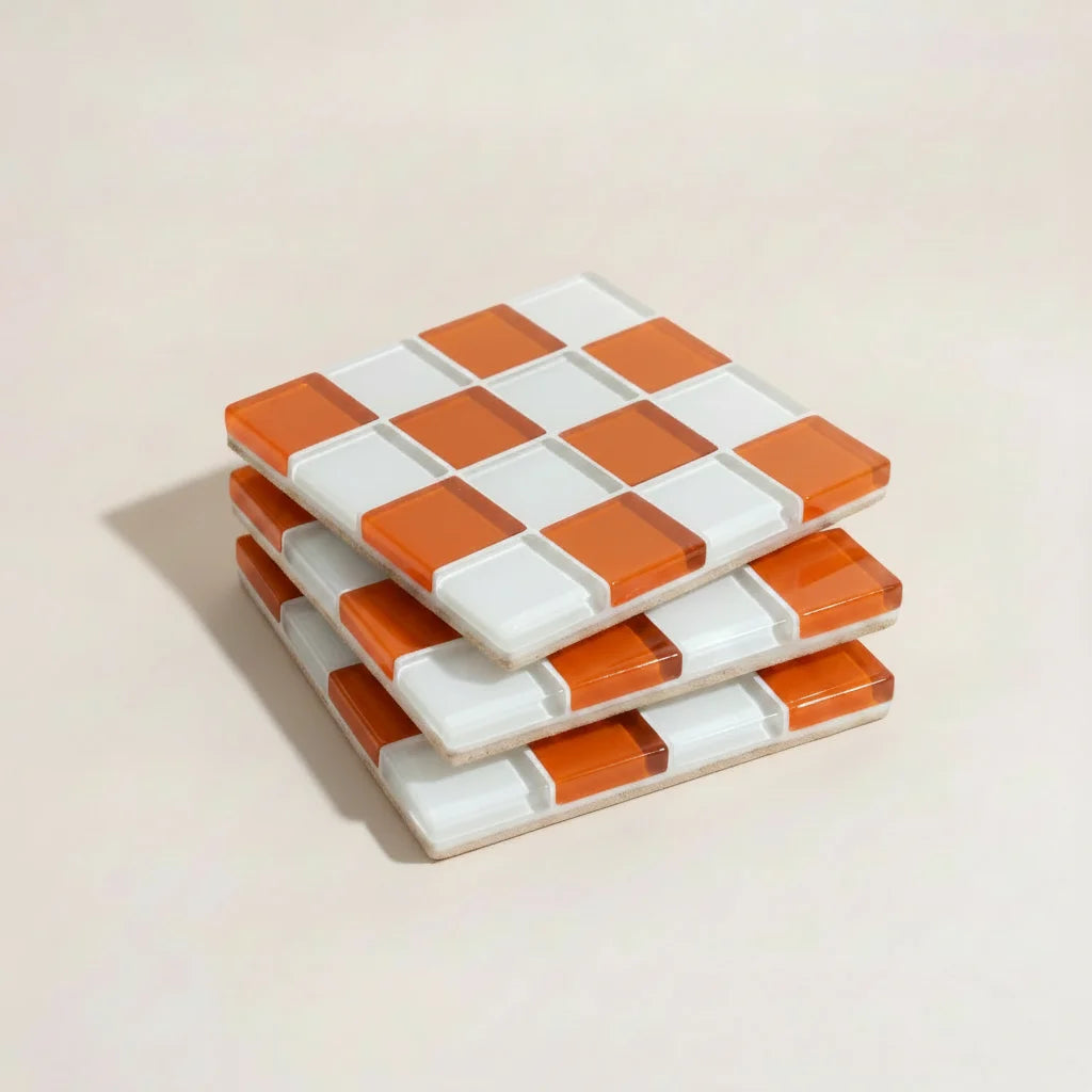 Pixel Checkered Tile Coasters